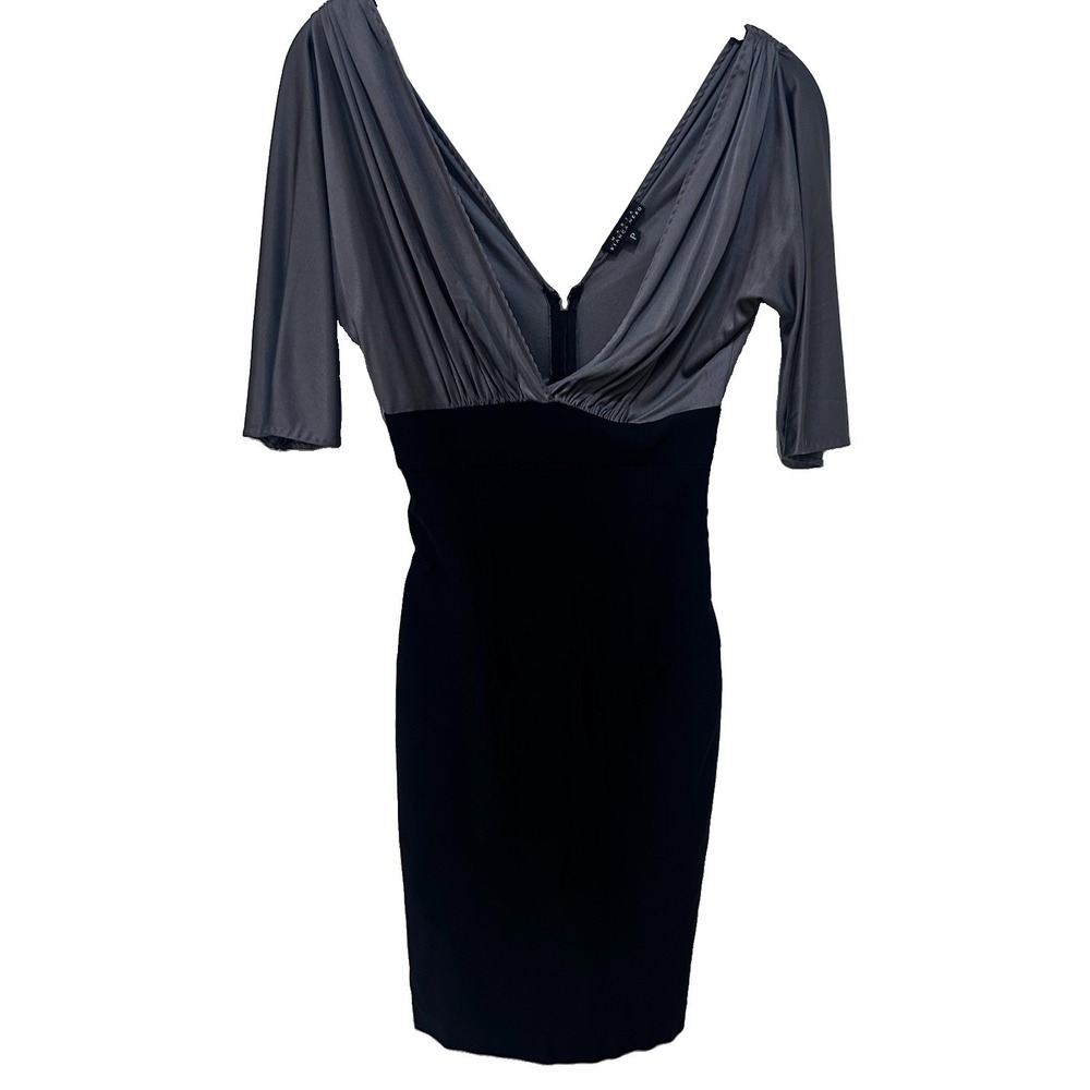 Maria Bianca Nero Gray Black Silk Cocktail Party Dress 90s Y2K Clubwear Made USA